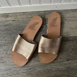 Ancient Greek Sandals Taygete Flat Sandals Gold Leather Boho Size 41